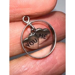 JMF Sterling Silver Charm You Me Heart Dangle Ring Stamped Vintage